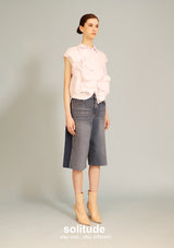 White Flower Patches Sleeveless Shirt