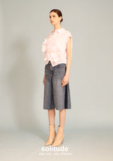 White Flower Patches Sleeveless Shirt