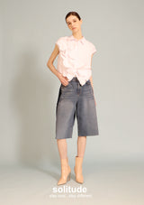 White Flower Patches Sleeveless Shirt