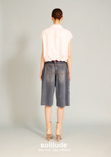 White Flower Patches Sleeveless Shirt