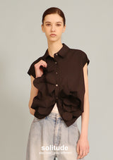 Black Flower Patches Sleeveless Shirt