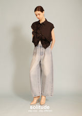 Black Flower Patches Sleeveless Shirt