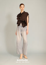 Black Flower Patches Sleeveless Shirt