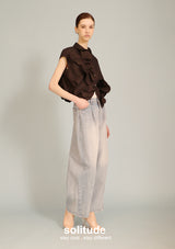 Black Flower Patches Sleeveless Shirt