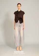 Black Flower Patches Sleeveless Shirt