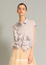 Pastel Blue Flower Patches Sleeveless Shirt