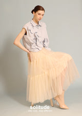 Pastel Blue Flower Patches Sleeveless Shirt