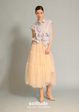 Pastel Blue Flower Patches Sleeveless Shirt