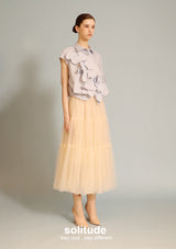 Pastel Blue Flower Patches Sleeveless Shirt