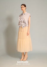 Pastel Blue Flower Patches Sleeveless Shirt