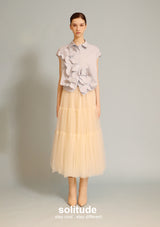 Pastel Blue Flower Patches Sleeveless Shirt