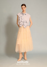 Pastel Blue Flower Patches Sleeveless Shirt