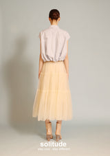 Pastel Blue Flower Patches Sleeveless Shirt