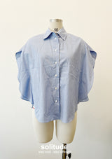 Blue Striped Butterfly Sleeveless Shirt