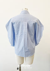 Blue Striped Butterfly Sleeveless Shirt