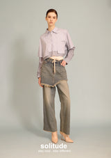 Double Layer Drawstring Washed Jeans