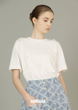 White Embellished Cotton Top