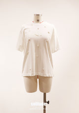 White Embellished Cotton Top