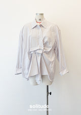 Oversize Stiped Gathers Shirt