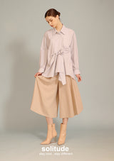 Blue Oversize Striped Gathers Shirt