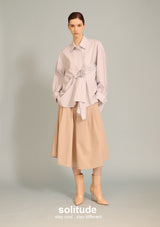 Blue Oversize Striped Gathers Shirt