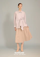 Blue Oversize Striped Gathers Shirt