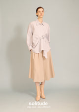 Blue Oversize Striped Gathers Shirt