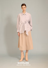 Blue Oversize Striped Gathers Shirt