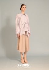 Blue Oversize Striped Gathers Shirt