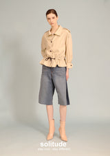 Khaki Drawstring Shirt Jacket