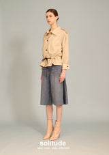 Khaki Drawstring Shirt Jacket
