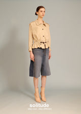 Khaki Drawstring Shirt Jacket