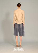 Khaki Drawstring Shirt Jacket