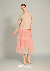 Dusty Pink Gathers Gauze Skirt