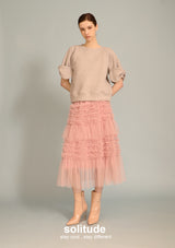 Dusty Pink Gathers Gauze Skirt
