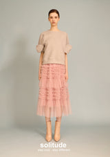 Dusty Pink Gathers Gauze Skirt