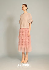 Dusty Pink Gathers Gauze Skirt