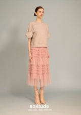 Dusty Pink Gathers Gauze Skirt