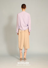 Blue Striped Round Neck Woven Top