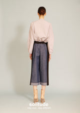 Grey Striped Round Neck Woven Top