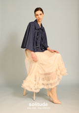 Denim Ruffles Trimmed Cape