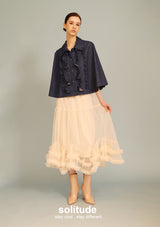 Denim Ruffles Trimmed Cape