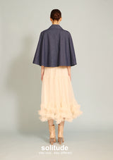 Denim Ruffles Trimmed Cape
