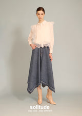 Washed Wide-leg Long Skirt