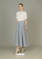 Checkered Long Denim Skirt