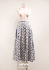 Checkered Long Denim Skirt