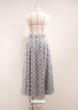 Checkered Long Denim Skirt