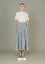 Checkered Long Denim Skirt