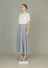 Checkered Long Denim Skirt