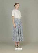 Checkered Long Denim Skirt